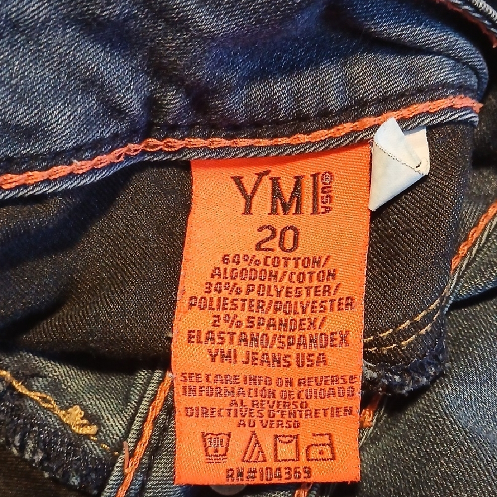 YMI Dark Blue Flare Jeans with Orange Accents - Picture 6 of 7